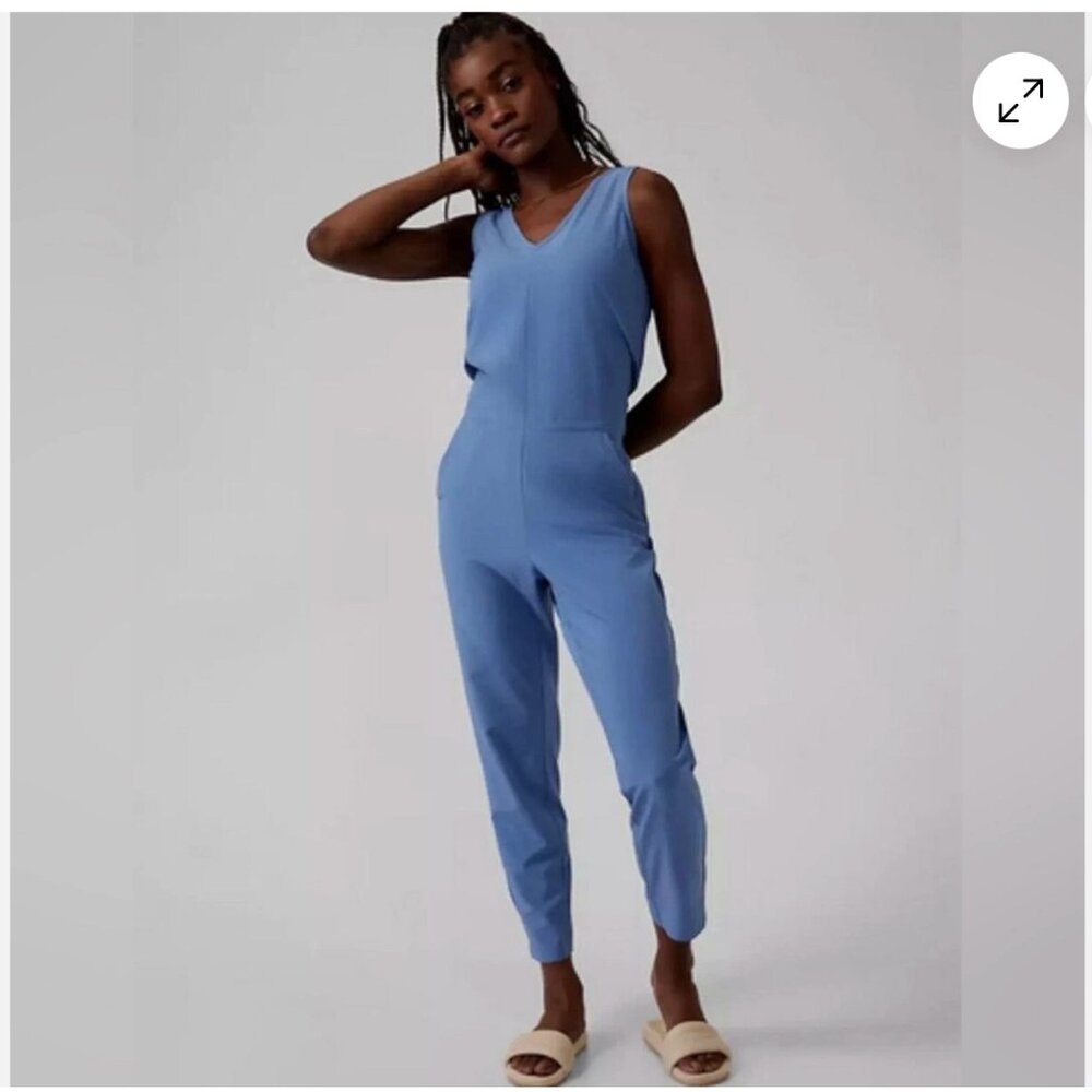 ATHLETA Brooklyn Jumpsuit COTTAGE BLUE recycled poly size 18 NWT $129